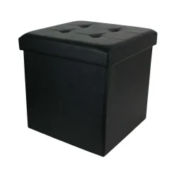 Coffre Pouf Pliable Pu Noir