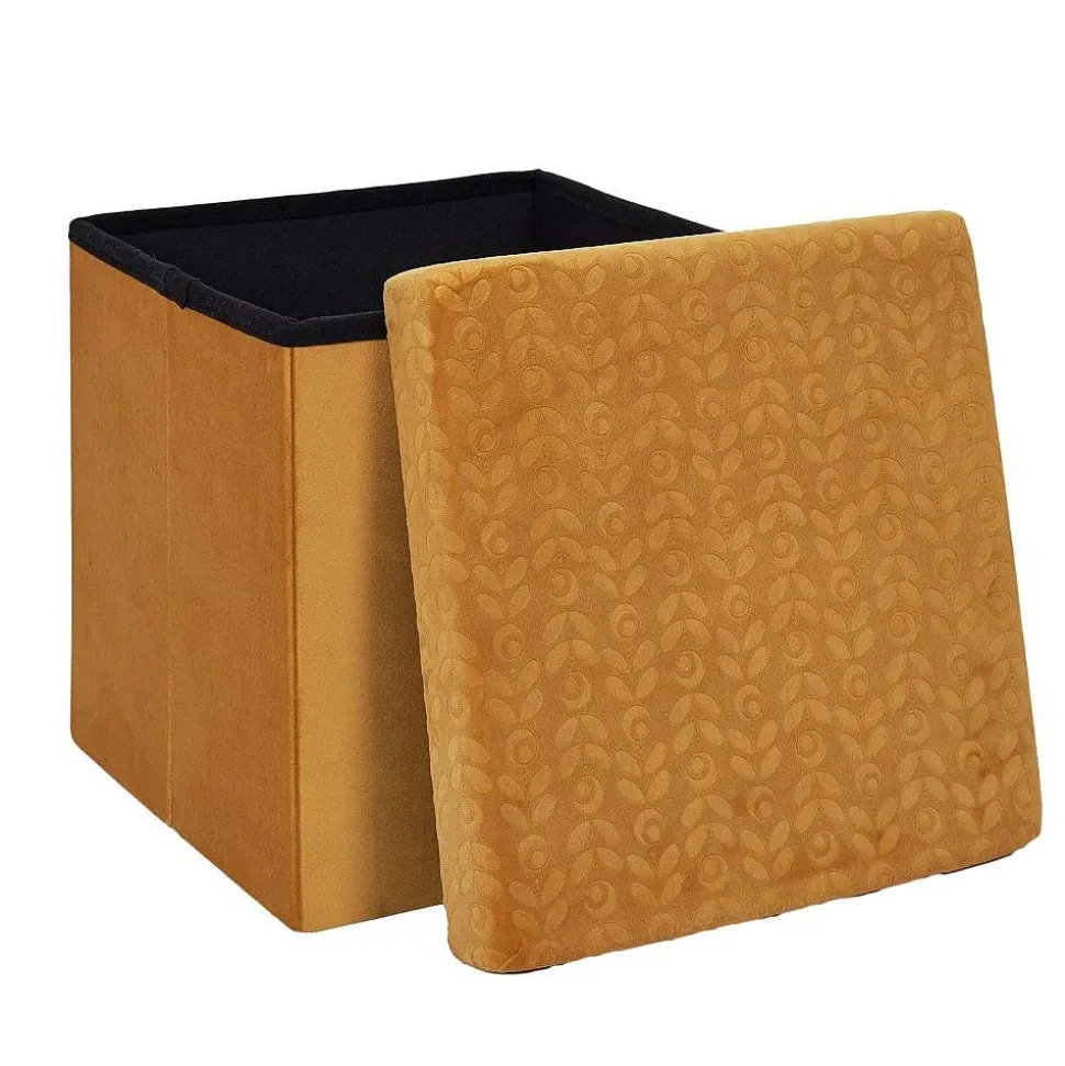 Coffre Pouf Pliable Retro Moutarde