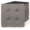 Coffre Pouf Pliable Tissu Gris Fonce