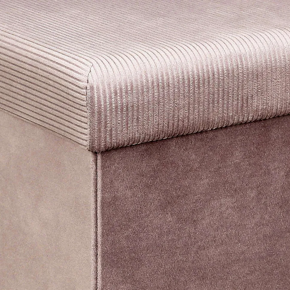 Coffre Pouf Pliable Velours Cotele Giulia Rose