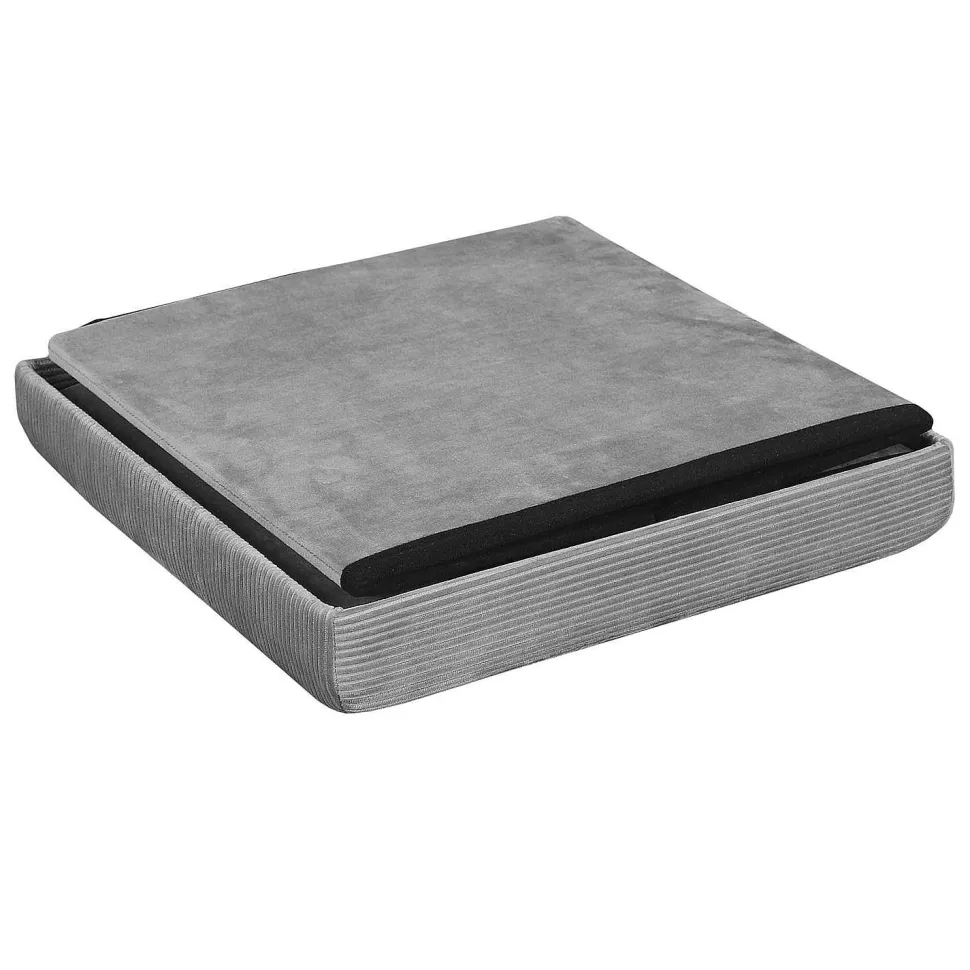 Coffre Pouf Pliable Velours Cotele Giulia Gris