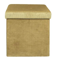 Coffre Pouf Pliable Velours Cotele Giulia Jaune