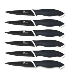 Coffret 6 Couteaux Lames Anti Adherentes Noires