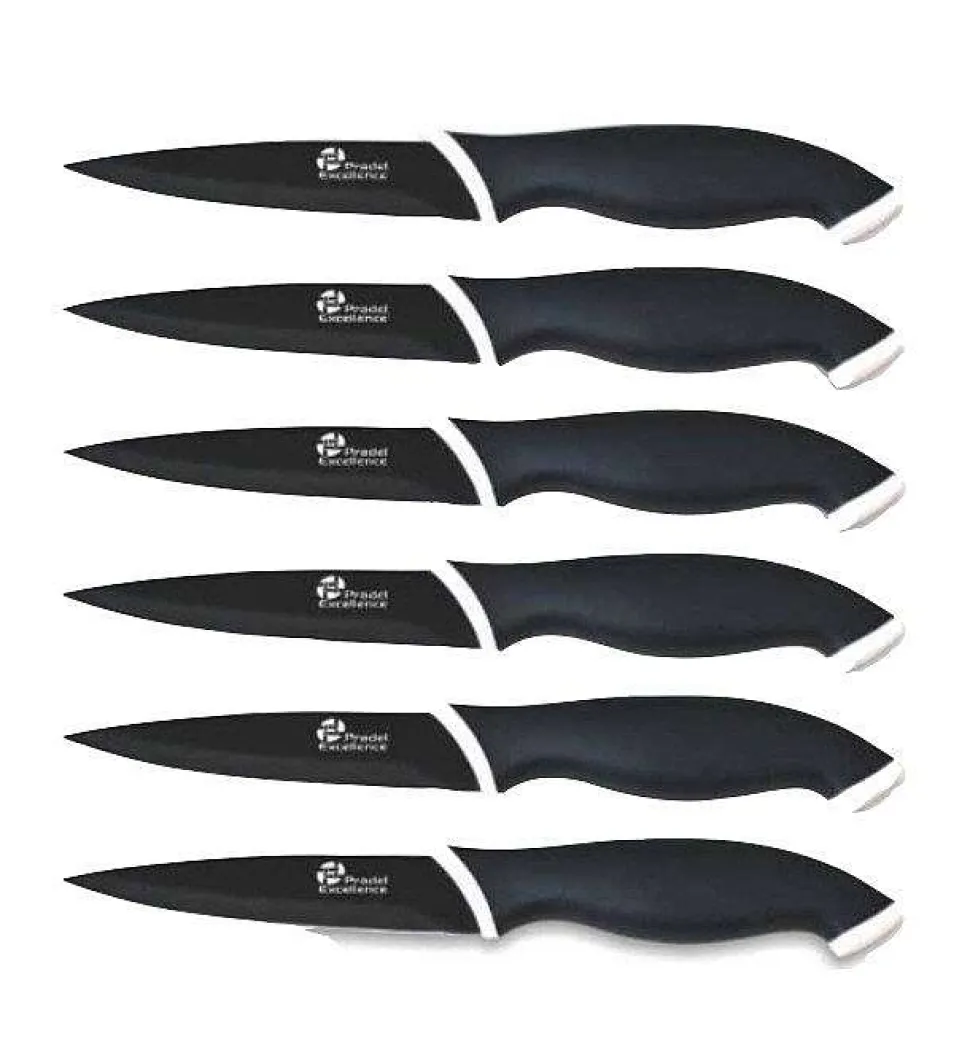 Coffret 6 Couteaux Lames Anti Adherentes Noires