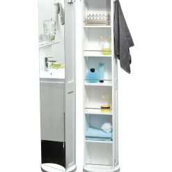 Colonne Mdf Pivotante Avec Miroir Et Niches De Rangement B