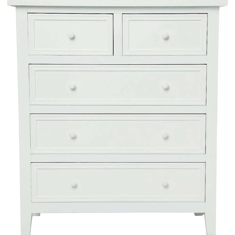 Commode 5 Tiroirs Blanc Charme