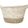Corbeille Bicolore Ovale Mm Matiere Vegetale Naturel Blanc
