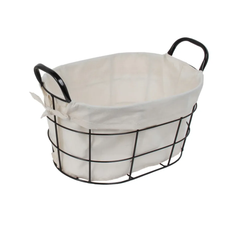 maxibazar Corbeille Filaire Ovale Avec Doublure 35 X 25 X 18 Cm Pm