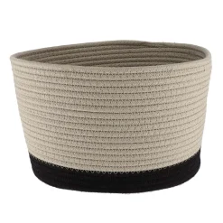 Corbeille Ovale Grand Modele Coton 32X25Cm Ficelle Noir