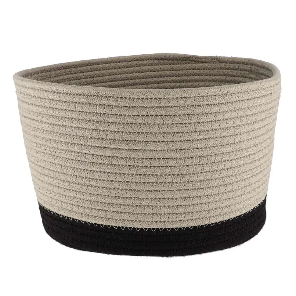 Corbeille Ovale Grand Modele Coton 32X25Cm Ficelle Noir