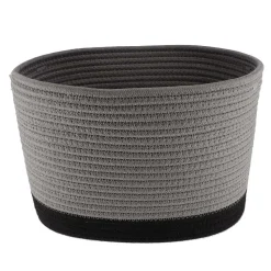 Corbeille Ovale Grand Modele Coton 32X25Cm Gris Noir