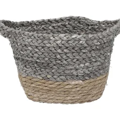 Corbeille Ovale Matiere Vegetale D.25X20X16Cm Naturel Gris