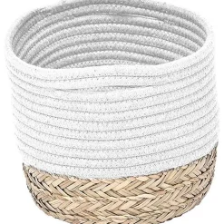 Corbeille Ovale Mm Coton Matiere Vegetale Blanc Naturel