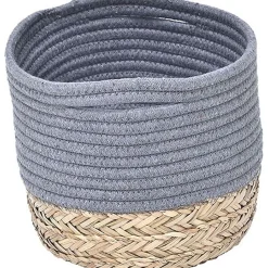 Corbeille Ovale Mm Coton Matiere Vegetale Gris Naturel