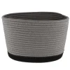 Corbeille Ovale Moyen Modele Coton 28X22.5Cm Gris Noir