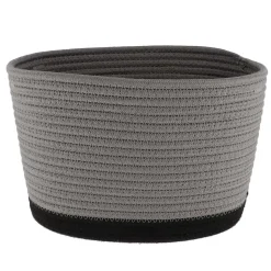 Corbeille Ovale Moyen Modele Coton 28X22.5Cm Gris Noir