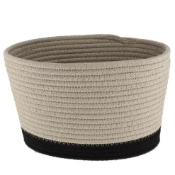 Corbeille Ovale Moyen Modele Coton 28X22.5Cm Ficelle Noir