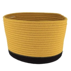 Corbeille Ovale Moyen Modele Coton 28X22.5Cm Ocre Noir