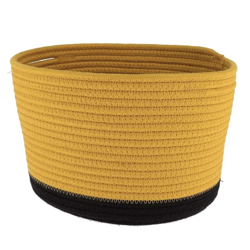 Corbeille Ovale Moyen Modele Coton 28X22.5Cm Ocre Noir