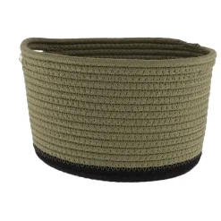 Corbeille Ovale Petit Modele Coton 25X20Cm Kaki Noir