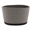Corbeille Ovale Petit Modele Coton 25X20Cm Gris Noir