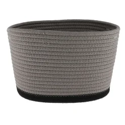 Corbeille Ovale Petit Modele Coton 25X20Cm Gris Noir