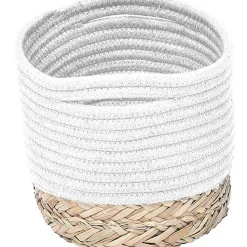 Corbeille Ovale Pm Coton Matiere Vegetale Blanc Naturel