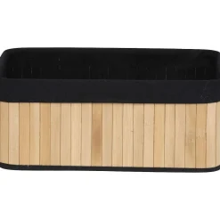 Corbeille Rectangle 37X25X15Cm Bambou Tissu Noir