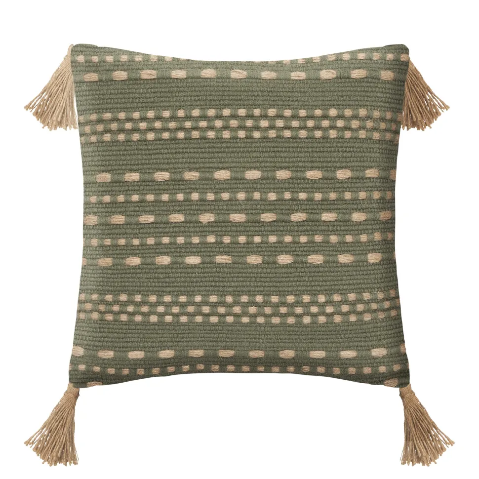 maxibazar Coussin Coton Jute Botanic Kaki 40X40Cm