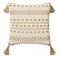 maxibazar Coussin Coton Jute Botanic Ivoire 40X40Cm