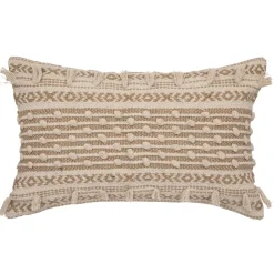 maxibazar Coussin 3D Coton Jute Pompon 38X58Cm
