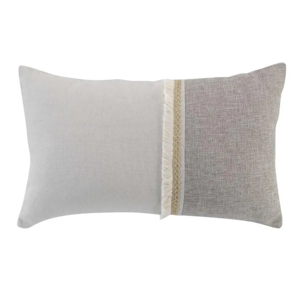 maxibazar Coussin Dehous Franges 30X50Cm Coton Recycle Jute Chanez