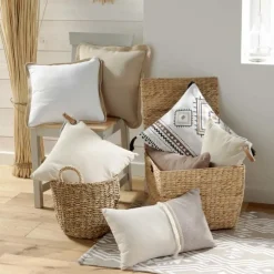 maxibazar Coussin Dehous Franges 30X50Cm Coton Recycle Jute Chanez