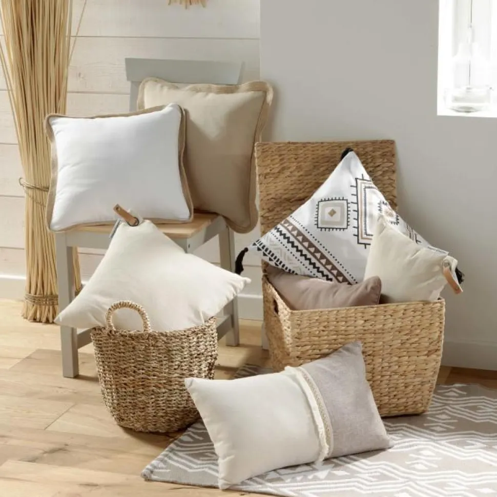 maxibazar Coussin Dehous Franges 30X50Cm Coton Recycle Jute Chanez
