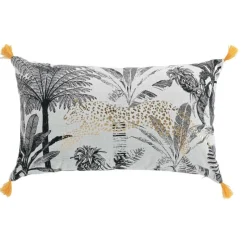 maxibazar Coussin Dehous Pompons 30X50Cm Coton Recycle Imp Leogold
