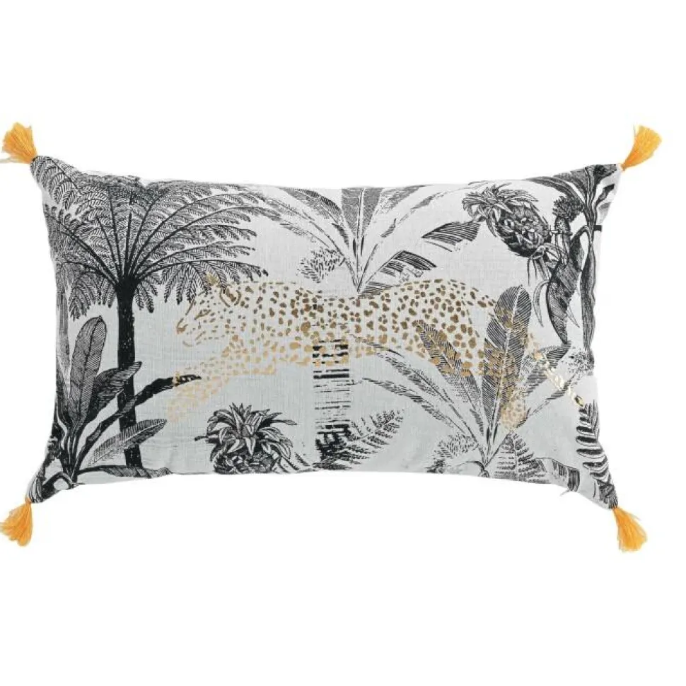 maxibazar Coussin Dehous Pompons 30X50Cm Coton Recycle Imp Leogold