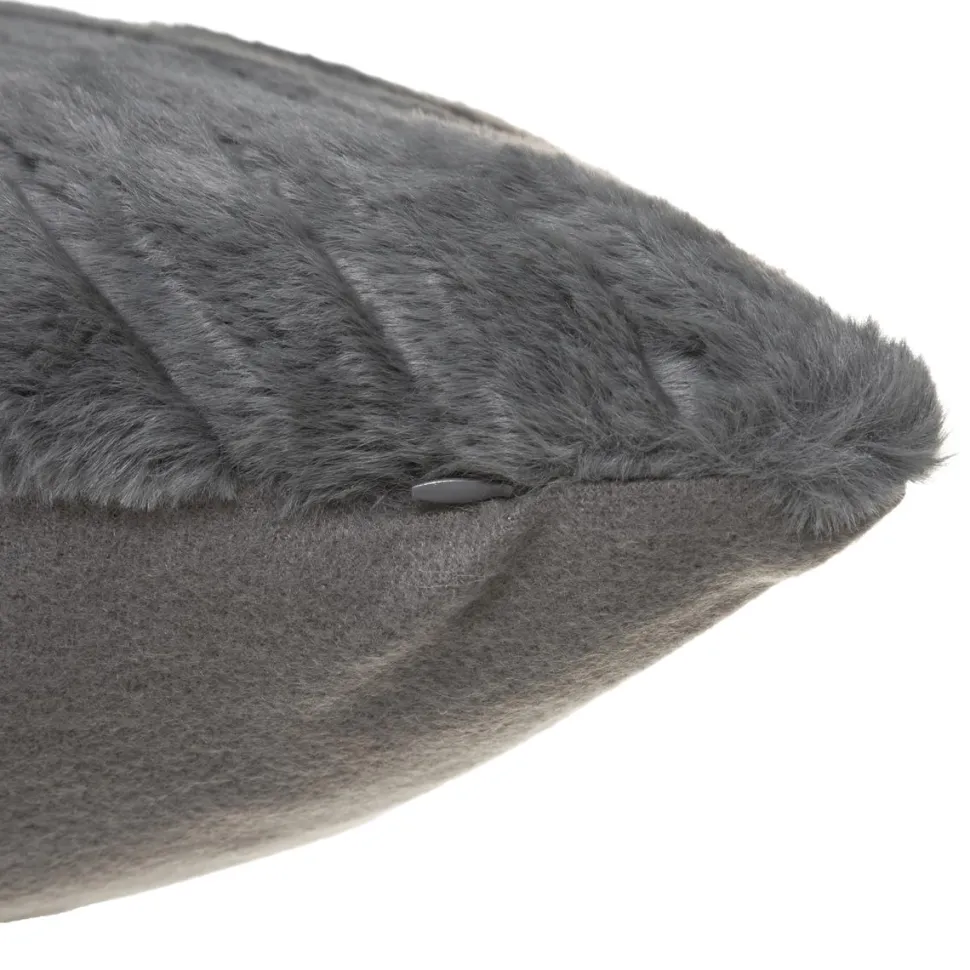 Atmosphera Coussin Fourrure 3D Geometrique Gris 45X45Cm