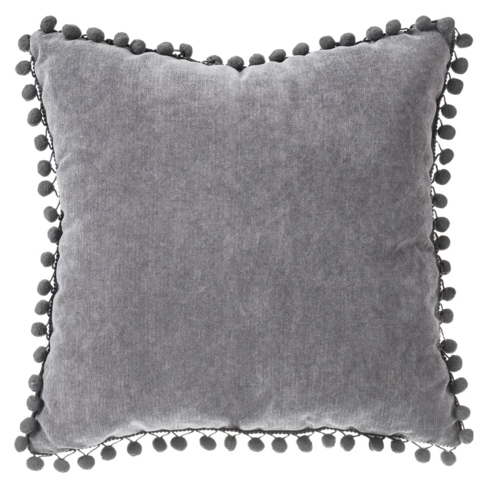 Atmosphera Coussin Pompons Gris Fonce 40X40Cm