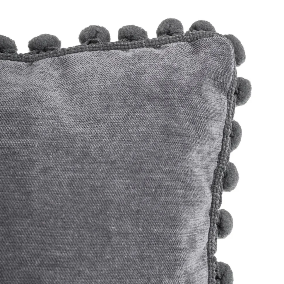 Atmosphera Coussin Pompons Gris Fonce 40X40Cm