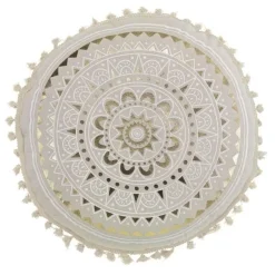 maxibazar Coussin Pompons Rond 40Cm Coton Imp Metallise Sundore