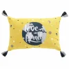 maxibazar Coussin Pompons 30X50Cm Imprime Petit Astronaute