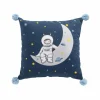 maxibazar Coussin Pompons 40X40Cm Imprime Petit Astronaute