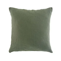 maxibazar Coussin 40X40Cm Gaze De Coton Uni Angelia Kaki