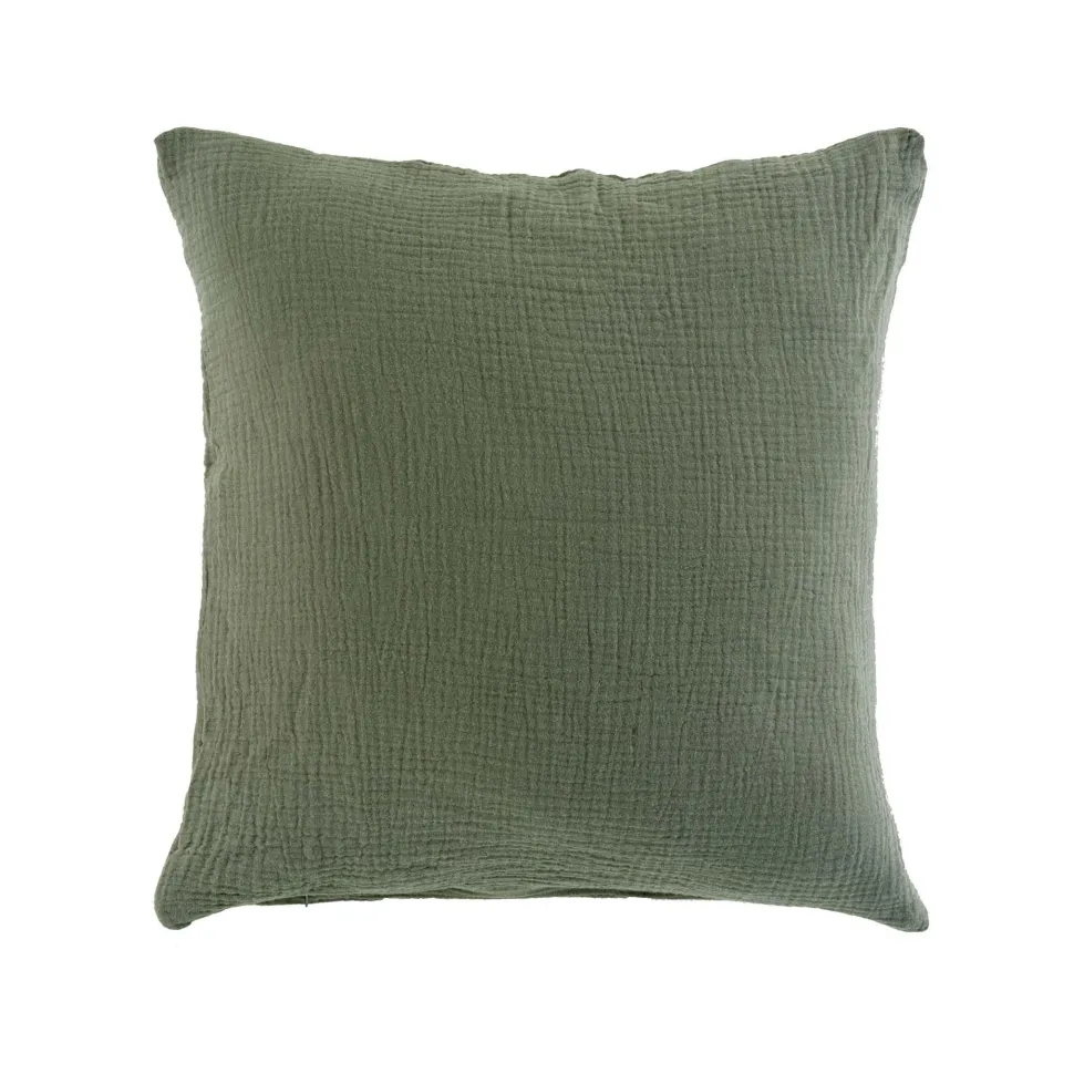 maxibazar Coussin 40X40Cm Gaze De Coton Uni Angelia Kaki