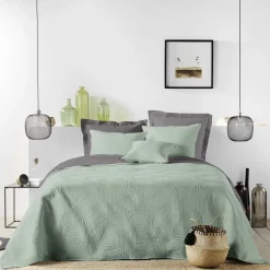 maxibazar Couvre Lit 2 Personnes Matelasse 220X240Cm Colombine Sauge