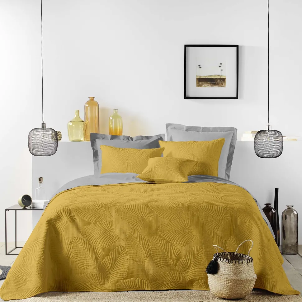 maxibazar Couvre Lit 2 Personnes Matelasse 220X240Cm Colombine Ocre