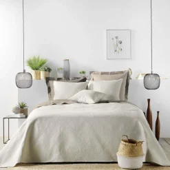 maxibazar Couvre Lit 2 Personnes Matelasse 220X240Cm Romane Lin