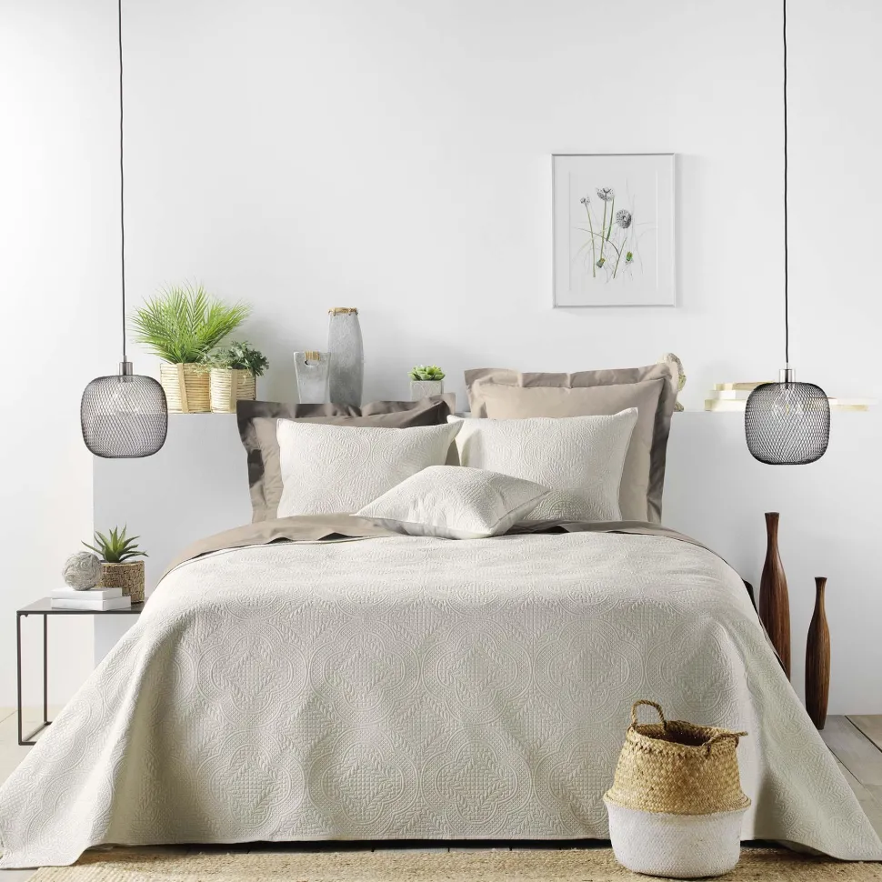 maxibazar Couvre Lit 2 Personnes Matelasse 220X240Cm Romane Lin