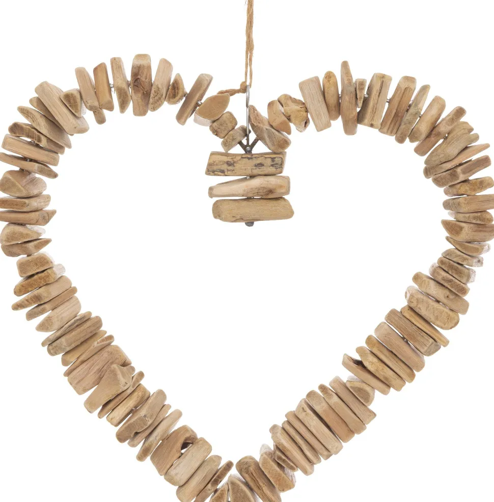 maxibazar Deco Murale Bois Coeur Agnes H.35Cm