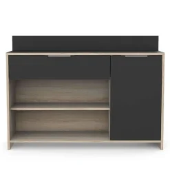 Desserte Cuisine En Bois Noir 2 Niches 1 Porte 1 Tiroir Mike